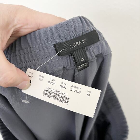 [J. Crew] Gray Pull-On Elastic Waistband Tulip Hem Reese Trousers Pants NWT 10 - Picture 10 of 11